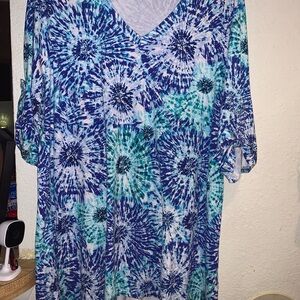 Vibrant Blue and White Women's Blouse